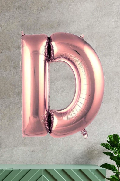 Pazariz D Harfi Rose Gold Folyo Balon 100 Cm 40 Inç 1 Metre Baş Harf Balon ürün görseli 1