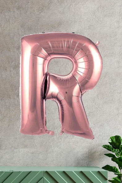 Pazariz R Harfi Rose Gold Folyo Balon 100 Cm 40 Inç 1 Metre Baş Harf Balon ürün görseli 1