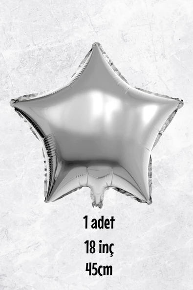 Pazariz Yıldız Balon Gümüş Yıldız Folyo Balon 18" 45cm - 1 Adet ürün görseli 1