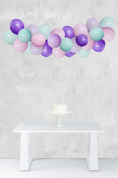 Pazariz Soft Makaron Konsept Balon Zinciri Deniz Kızı Tema Parti Balon Seti 42 Parça ürün görseli 1