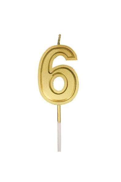 Pazariz 6 Rakam Gold Renk Mum ürün görseli 1