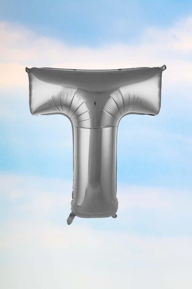 Pazariz T Harfi Gümüş Folyo Balon 100 Cm 40 Inç 1 Metre Silver ürün görseli 1