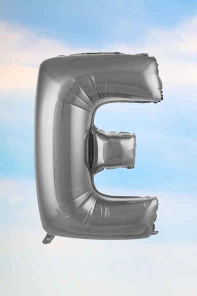 Pazariz E Harfi Gümüş Folyo Balon 100 Cm 40 Inç 1 Metre Silver ürün görseli 1
