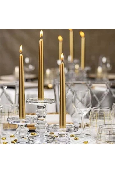 Pazariz Gold Renkli Şamdan Mum 25 Cm 2 Adet ürün görseli 1