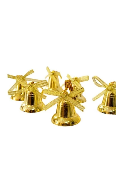 Pazariz 6 Adet Gold (altın) Çalmayan Çan Yılbaşı Ağacı Süsü ürün görseli 1