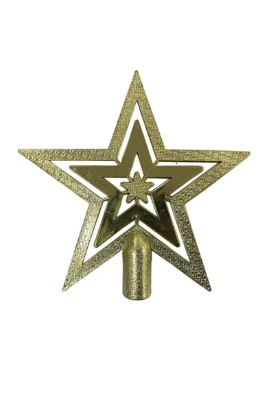Pazariz 1 Adet Gold (Altın) Renginde Yıldız Yılbaşı Ağacı Tepesi Süsü ürün görseli 1