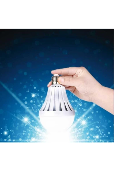 Pazariz Şarjlı Led Ampul 9 Watt Beyaz Işık Acil Durum Aydınlatma ürün görseli 1