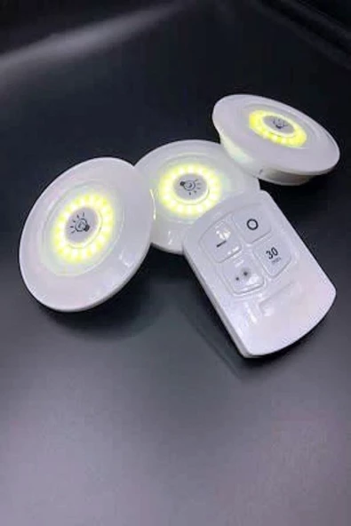 Pazariz Uzaktan Kumandalı Yapışkanlı Kablosuz Led Spot Lambalar 3 Led +1 ürün görseli 1