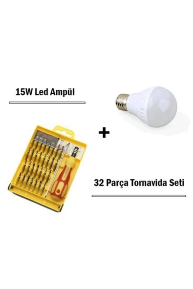 Pazariz 15w Led Ampul 10 Ad + 32 Parça Tornavida Seti 1 Ad ürün görseli 1