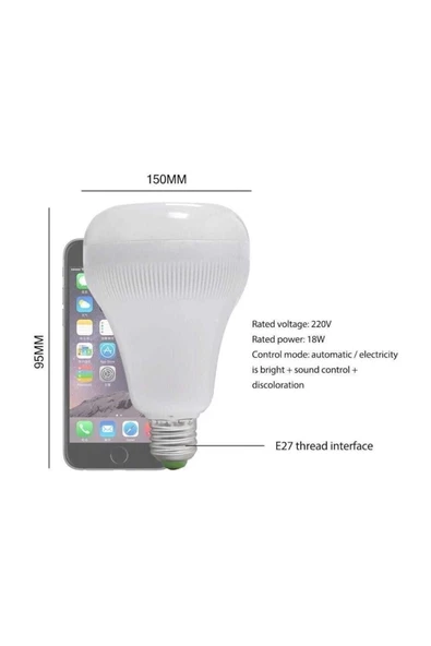 Pazariz Bluetooth Hoparlör Led Ampül Beyaz Lamba Renk Değiştirir ürün görseli 1