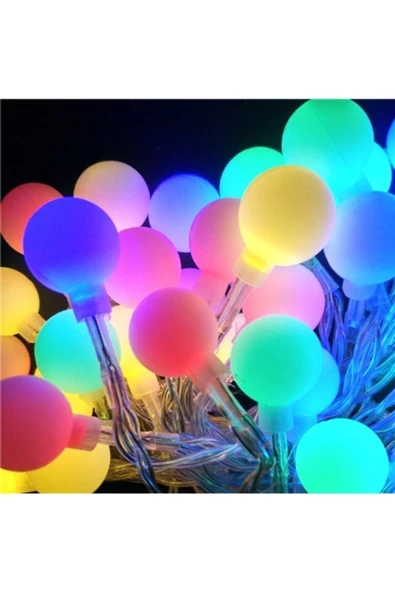 Pazariz Yılbaşı Ağacı Süsü Renkli Toplar Led Işık 10 Top 2 Metre Zincir ürün görseli 1
