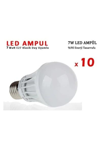 Pazariz 7w Enerji Tasarruflu Led Ampul ( 10 Adet ) ürün görseli 1