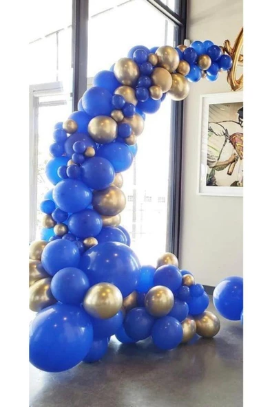 Pazariz Krom Beyaz Altın Ve Pastel Mavi Balon Zinciri100 Adet ürün görseli 1
