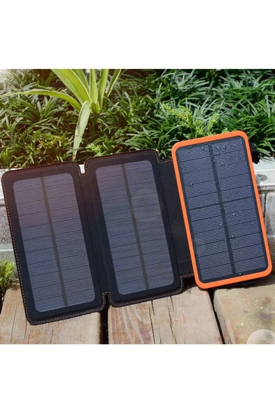Pazariz 20000 mAh Güneş Enerjili Solar Powerbank 4 Güneş Paneli Katlanır USB Telefon Şarj Cihazı ürün görseli 1