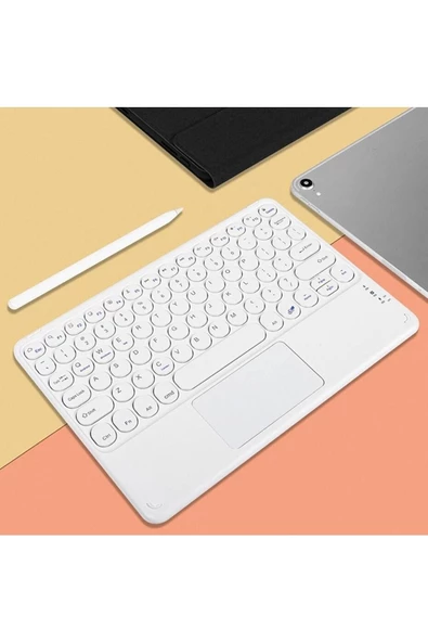 Pazariz Kablosuz Q Klavye Taşınabilir Bilgisayar Tablet Telefon Akıllı Tv Bluetooth Beyaz ürün görseli 1