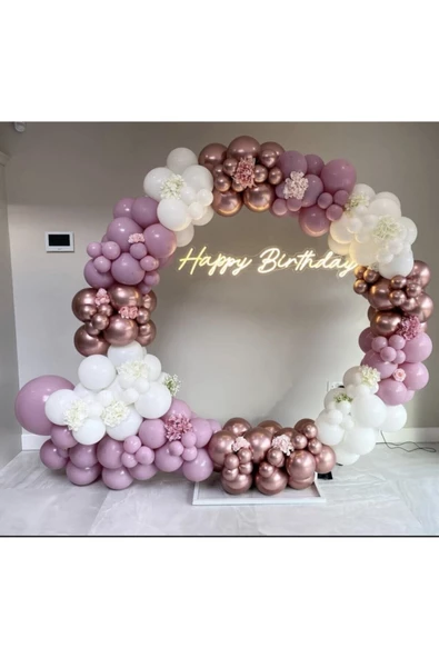 Pazariz Krom Pembe Toz Pembe Ve Beyaz Balon Zinciri 100 Adet ürün görseli 1