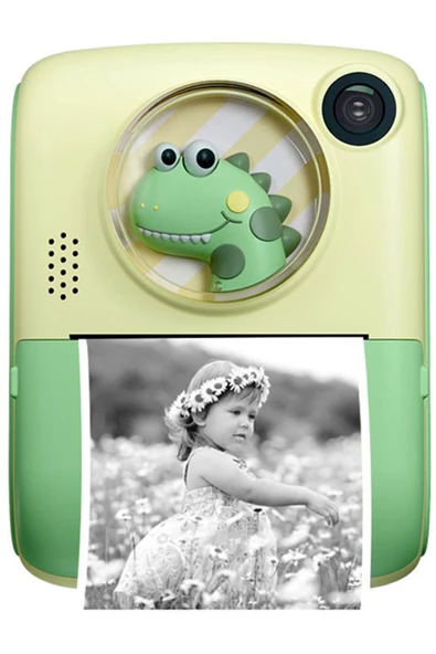 Pazariz Anlık Termal Yazıcılı Dijital Çocuk Kamerası 2.0 İnç HD Instant Photo Printer Camera Yeşil ürün görseli 1