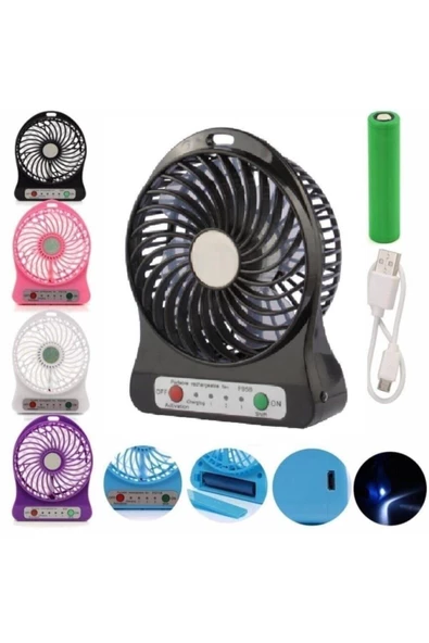 Pazariz Mini 3 Kademeli Masaüstü Ve Araç Şarjlı Pervane Fan ürün görseli 1
