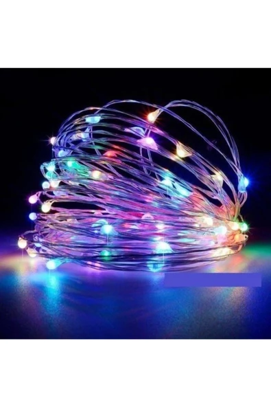 Pazariz 5 mt Peri Rgb 50 Led Pilli Parti Yılbaşı Ağaç Dekoratif Aydınlatma Lambası Animasyonlu Süsleme ürün görseli 1