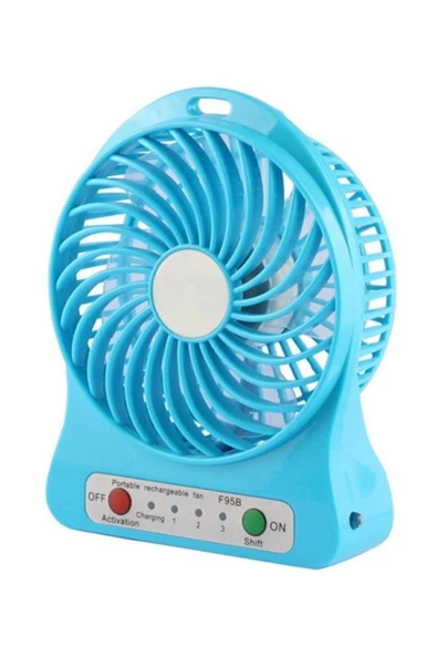 Pazariz Portable Şarjlı Masaüstü Fan - Mavi Masaüstü Fan ürün görseli 1