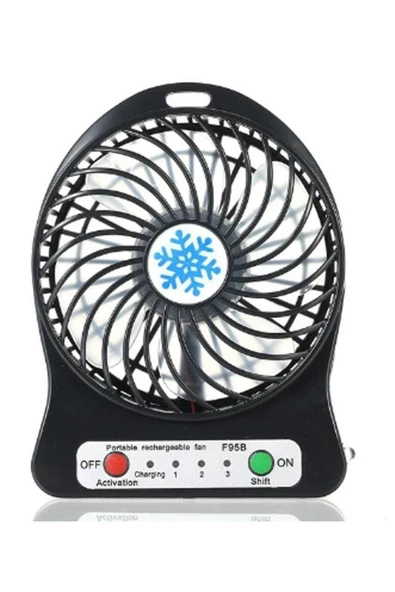 Pazariz Şarjlı Mini Vantilatör Masa Üstü 3 Kademeli Usb Mini Fan Siyah ürün görseli 1