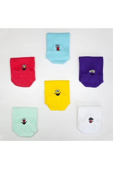 Pazariz 6'lı Çılgın Emoji Nakış İşlemeli Çorap Seti - 3 ürün görseli 1