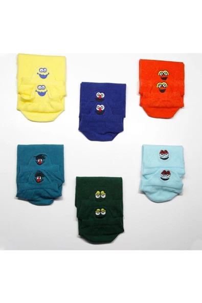 Pazariz 6'lı Çılgın Emoji Nakış Işlemeli Çorap Seti - 2 ürün görseli 1