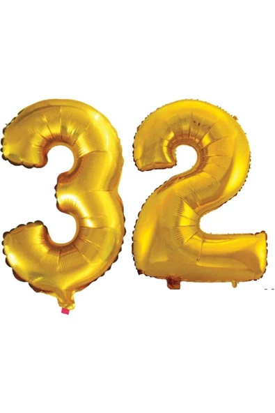 Pazariz 32 Yaş Sayı Folyo Balon Altın 90 Cm ürün görseli 1