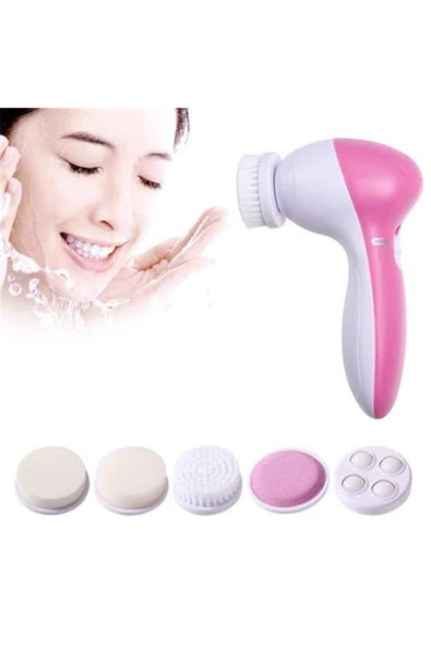 Pazariz 5 In 1 Pilli Yüz Temizleme,masaj Ve Peeling Fırça Seti ürün görseli 1