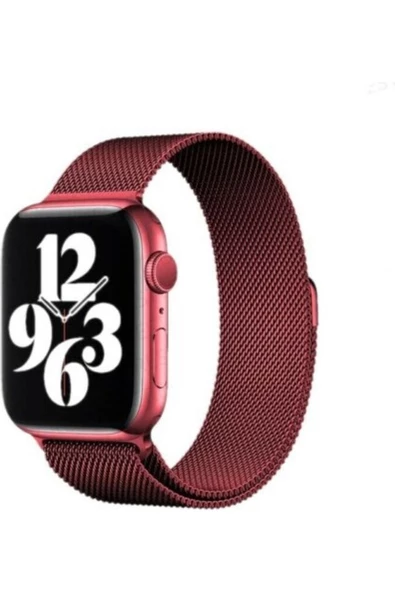 Pazariz Apple Watch Uyumlu8 7 6 5 4 Se 38 40 41mm Çelik Örme Kordon Kırmızı ürün görseli 1