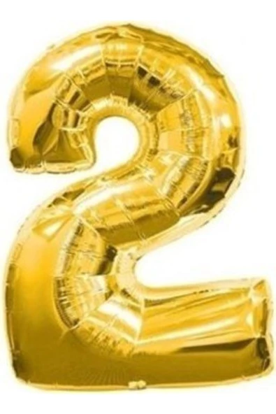 Pazariz 1 Adet Rakam Folyo Balon 2 Rakamı Büyük Boy Balon Altın Sarısı ürün görseli 1
