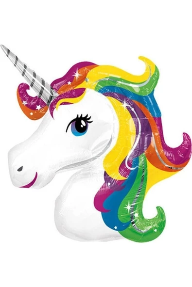 Pazariz Renkli Unicorn Folyo Balon Büyük Boy Helyum Uyumlu 92x126 Cm ürün görseli 1