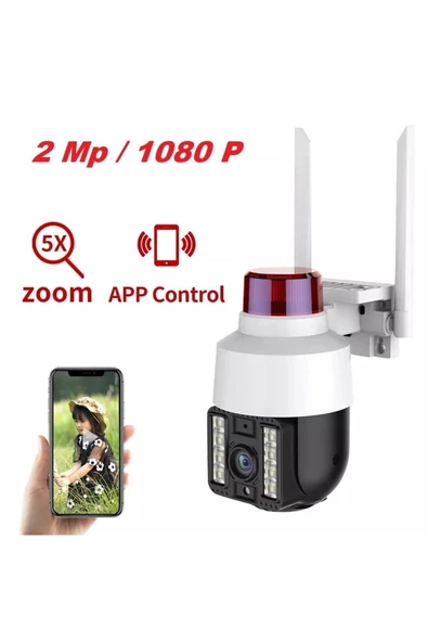Pazariz 1080p Speed Dome Wifi Kablosuz Dış Mekan Camera Çakarlı Güvenlik Kamerası Hareket Sensörlü ürün görseli 1