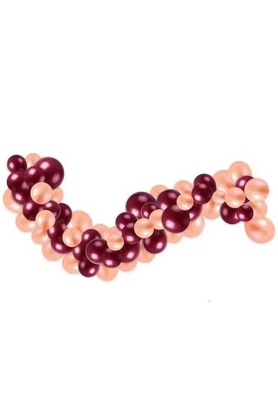 Pazariz 100 Adet Bordo Rose Gold Balon 5 m Balon Zinciri Pompa ürün görseli 1