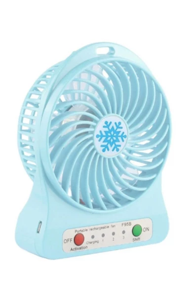 Pazariz Taşınabilir 3 Kademeli Usb Girişli Şarjlı + Pil Mini El Fanlı Vantilatör Fan - ürün görseli 1
