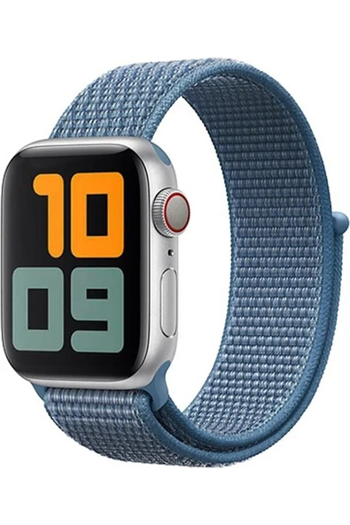 Pazariz Apple Watch Uyumlu8 45mm Kordon Hasırlı Kumaş Mavi ürün görseli 1