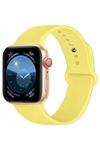 Pazariz Apple Watch Uyumlu 38 - 40 mm Spor Kordon Silikon Kayış Açık Sarı ürün görseli 1