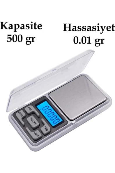Pazariz Digital Lcd Hassas Elektronik Cep Terazi Tartı 500 Gr 0.01 Gr Hassasiyet ürün görseli 1