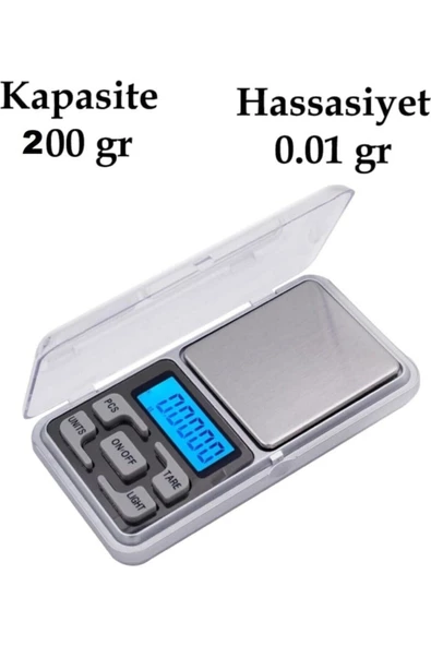 Pazariz Digital Lcd Hassas Elektronik Kuyumcu Cep Terazisi Tartı 200 Gr / 0.01 Gr ürün görseli 1