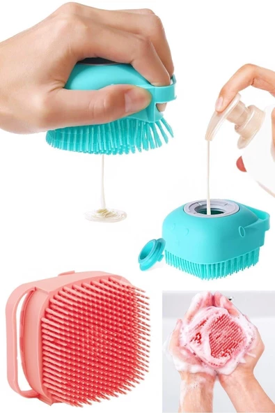 Pazariz Şampuan Hazneli Silikon Peeling Duş Fırçası ürün görseli 1