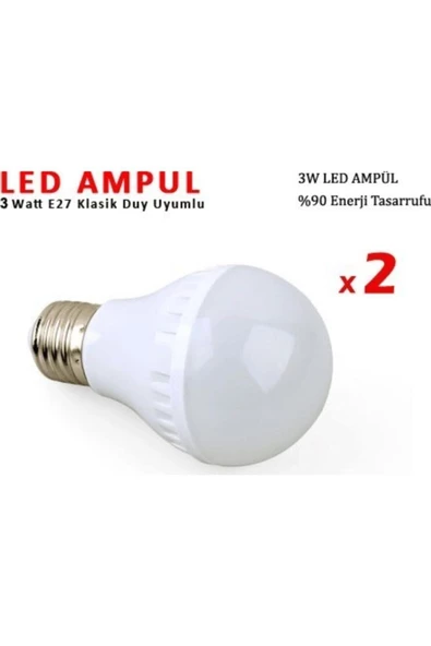 Pazariz 3w Enerji Tasarruflu Led Ampul ( 2 Adet ) ürün görseli 1
