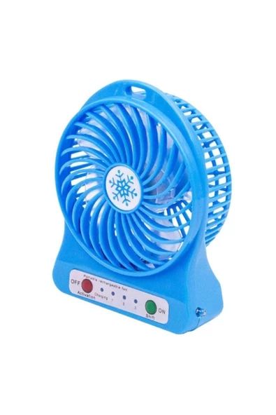 Pazariz Masa Üstü Şarjlı Mini Vantilatör 3 Kademeli Usb Mini Fan Mavi ürün görseli 1