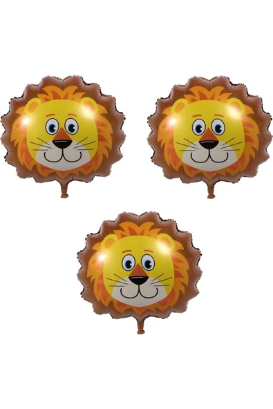 Pazariz 3 Adet Sevimli Hayvanlar Safari Folyo Balon Aslan ürün görseli 1