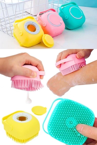 Pazariz Duş Jeli Hazneli Silikon Fırça Kese Çok Amaçlı Vücut Temizleme Kesesi Banyo Lifi ürün görseli 1