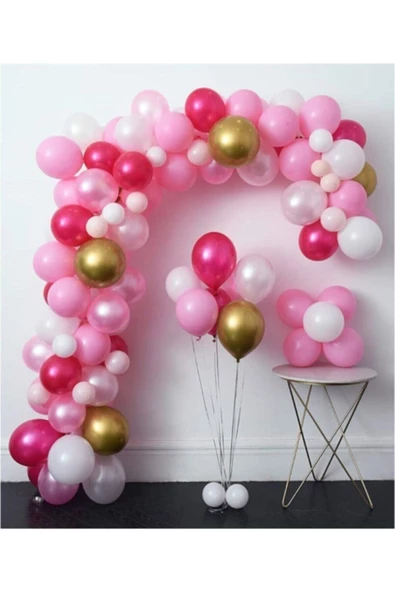 Pazariz Pembe Beyaz Gold Krom Balon Zincir Seti 5 M ürün görseli 1