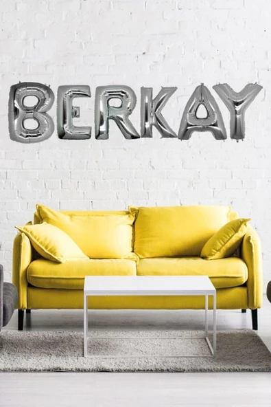 Pazariz Doğum Günü Berkay Gümüş Harf Folyo Balon Set 40cm Isim Balon ürün görseli 1
