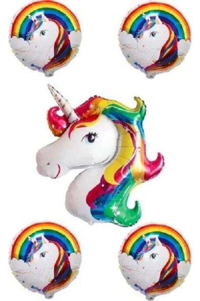 Pazariz Unicorn Balon Seti Ve 1 Yaş Rakam Mum ürün görseli 1