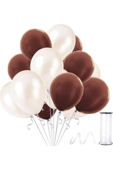 Pazariz Kahverengi-beyaz Metalik Sedefli Balon 30 Adet ürün görseli 1