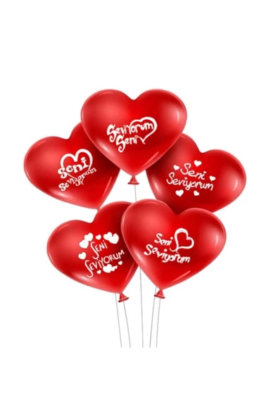 Pazariz Seni Seviyorum Yazılı 100 Lü Kalp Balon ürün görseli 1
