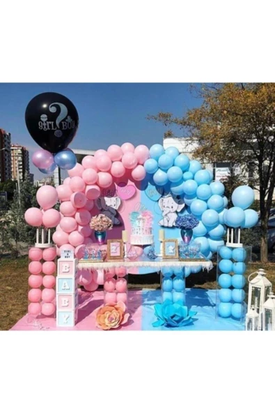 Pazariz Cinsiyet Belirleme Balonları Toplam 100 Adet Balon Balon Zinciri Ve Cinsiyet Balonu ürün görseli 1